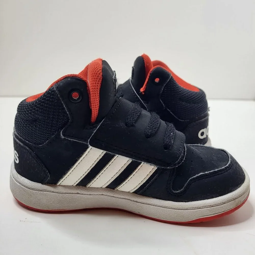 ADIDAS KIDS BLACK/WHITE HOOK & LOOP PBB 698007 SNEAKERS TODDLER‎ SIZE 8K